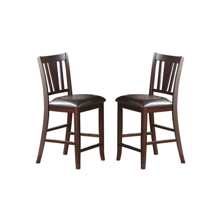 Darrell Upholstered Counter Height Chairs in Dark Brown Finish, Set of 2