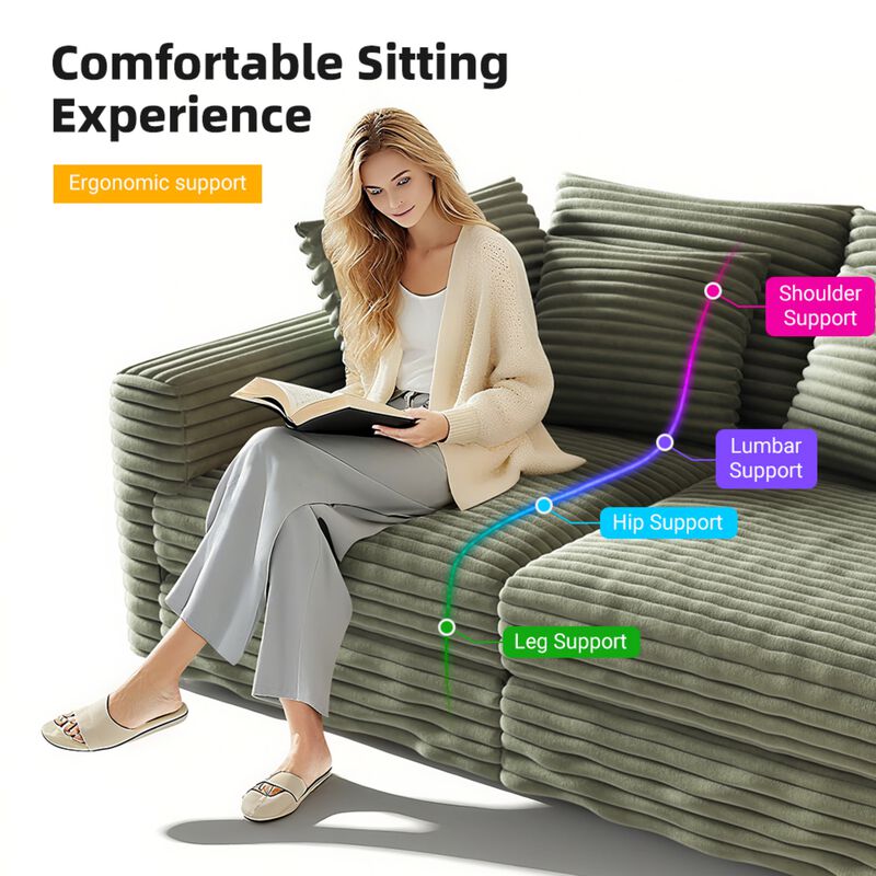 Merax Modern Comfy Upholstered 4-Seat Sofa Cloud Couch