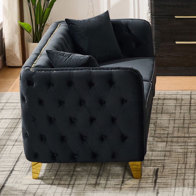 Klurox Velvet accent Loveseat image number 6