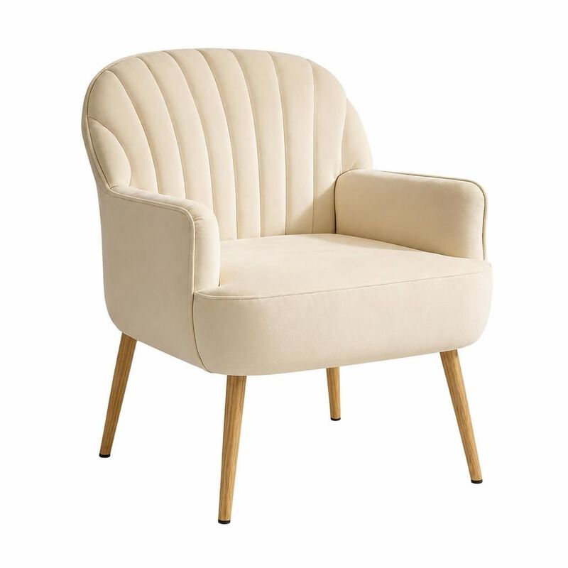 GOODSILO Velvet Upholstered Modern Accent Armchair, Comfortable Single Seating Chair for Living Room Bedroom Office Cafe and Waiting Room image number 0
