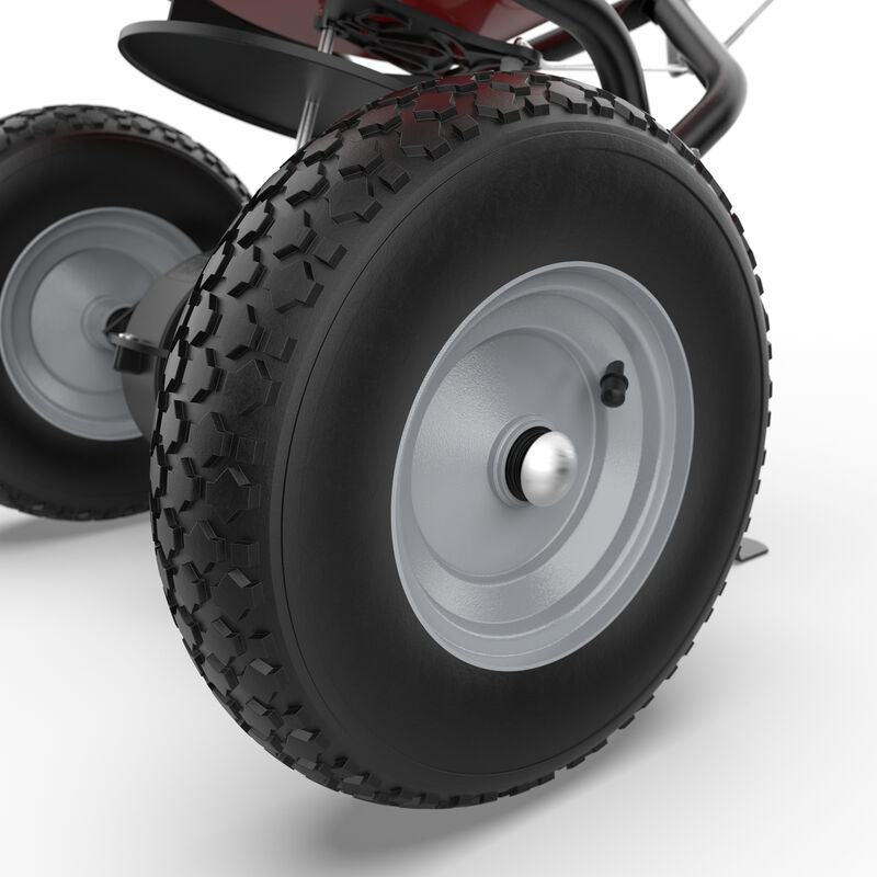FUFU&GAGA 50lb Walk-Behind Spreader &ndash; Durable Red Frame, Adjustable Feed Control, Rubber Pneumatic Tires, (21.6" L x 12.4" W x 32.7" H), Red image number 7