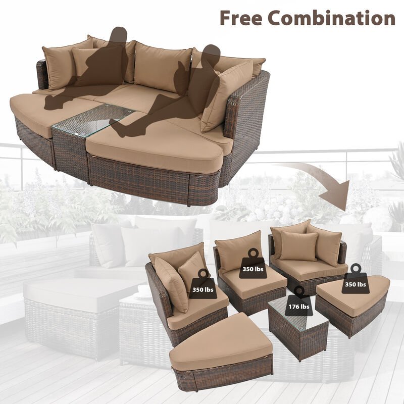Merax Patio Outdoor Conversation Sofa Table Seating Set