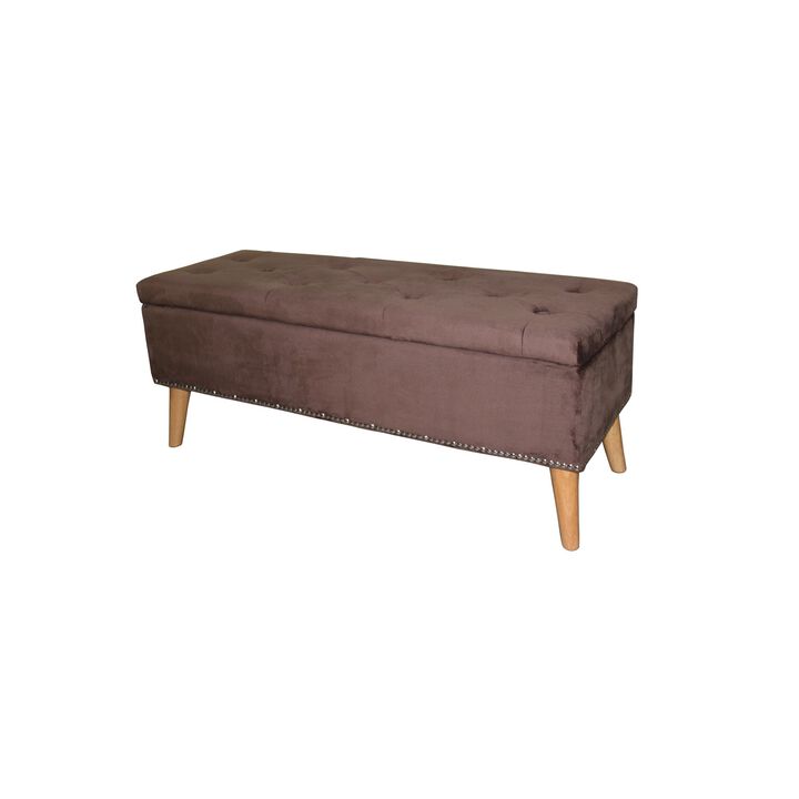 Premium Suede Upholstered Storage Bench &ndash; Comfortable Ottoman with Storage Space