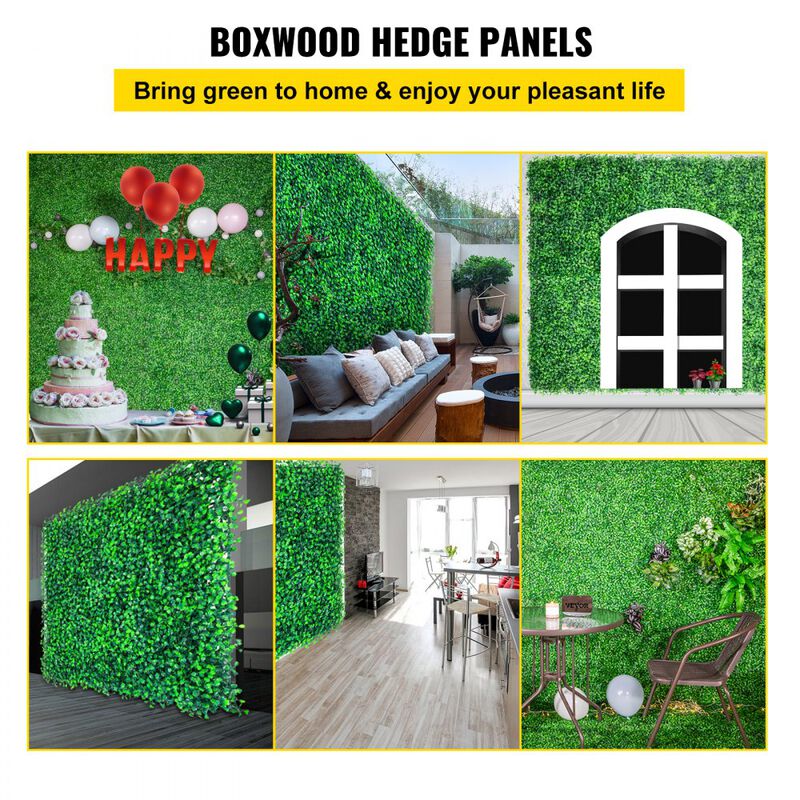 20 Pack Artificial Boxwood Panels PE Hedge Wall for Backyard Fence Indoor Outdoor Decor-Green image number 6