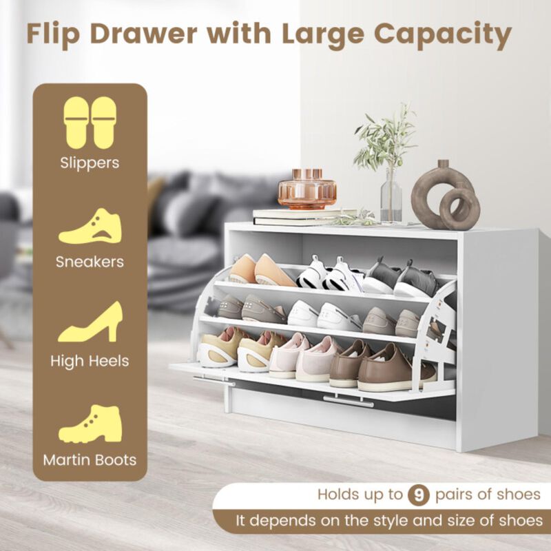 Hivvago Shoe Storage Cupboard Organizer with Top Display and Flip Drawer