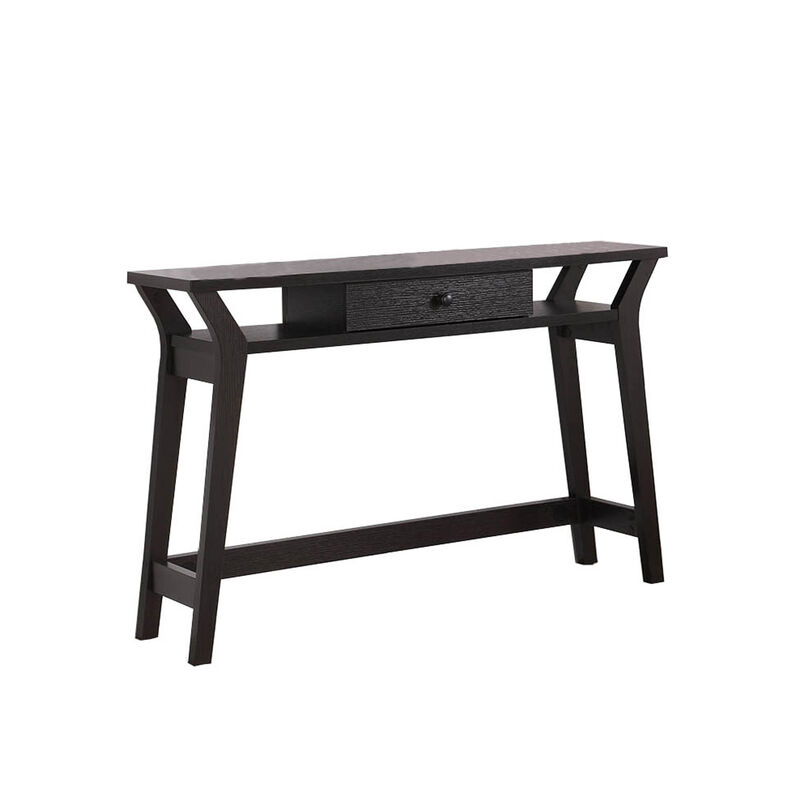 Red Cocoa Console Table with 2 Side Shelves and Drawer