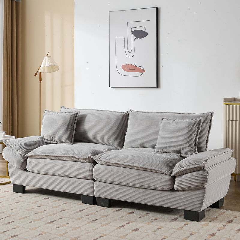 Merax Corduroy Sofa Loveseat Sofa with Pillows