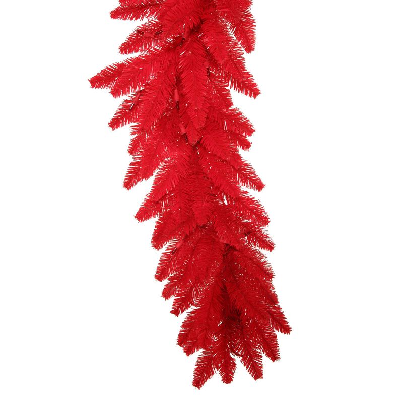 Vickerman 9' Red Artificial Christmas Garland, Red Dura-Lit LED Lights. - Faux Christmas Garland - Indoor Seasonal Home Decor image number 0