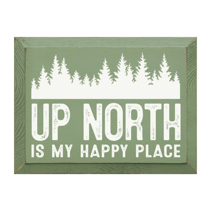 Up North Is My Happy Place Farmhouse Wood Wall Hanging Decor