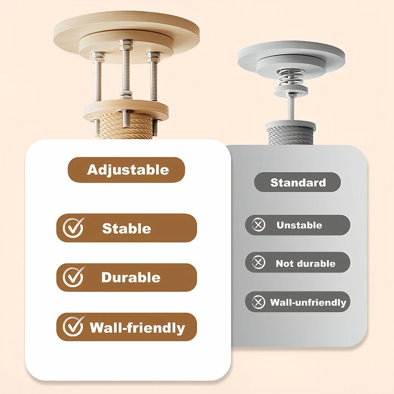 Floor to Ceiling Cat Tree with Adjustable Height Wood Condo Hammock and Scratching Post for Indoor Cats 98 to 110 Inch