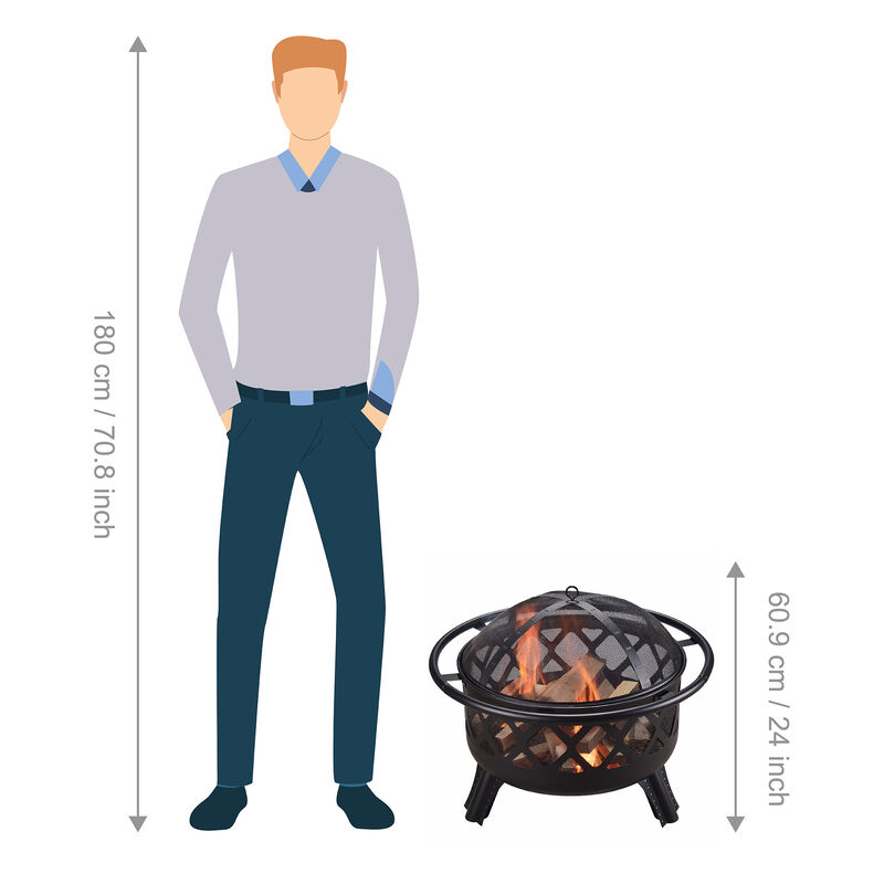 Wood Burning Fire Pit with Accessories, Black image number 2
