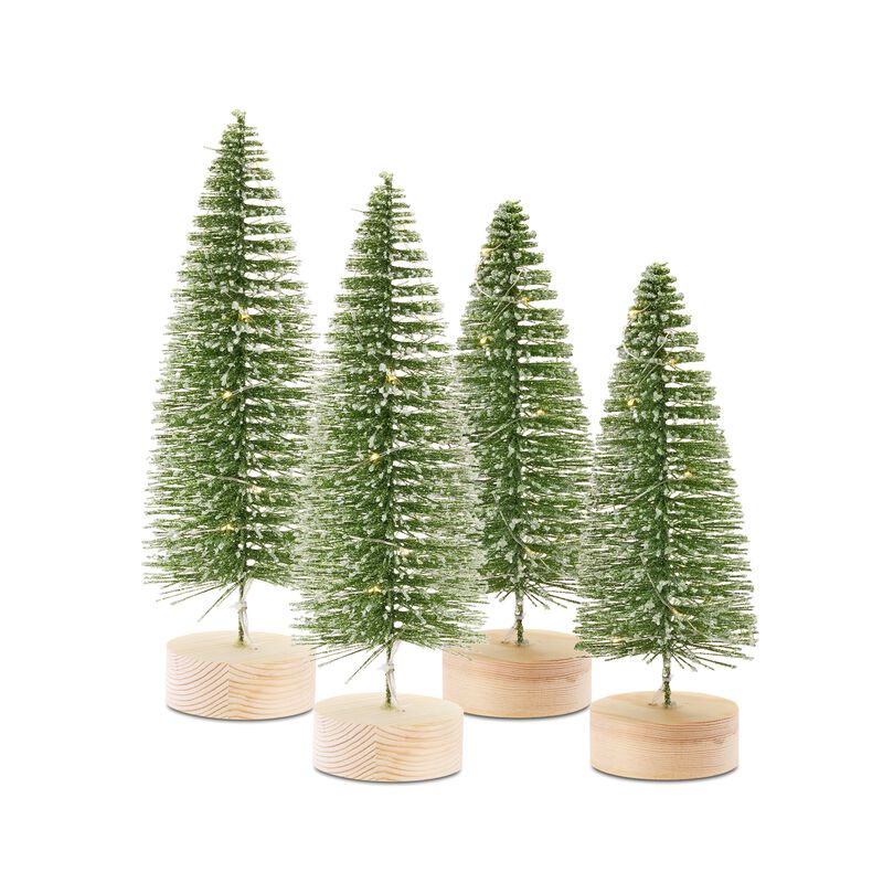 Set of 4 LED Lighted Trees for Festive Holiday D&eacute;cor & Warm Ambient Lighting