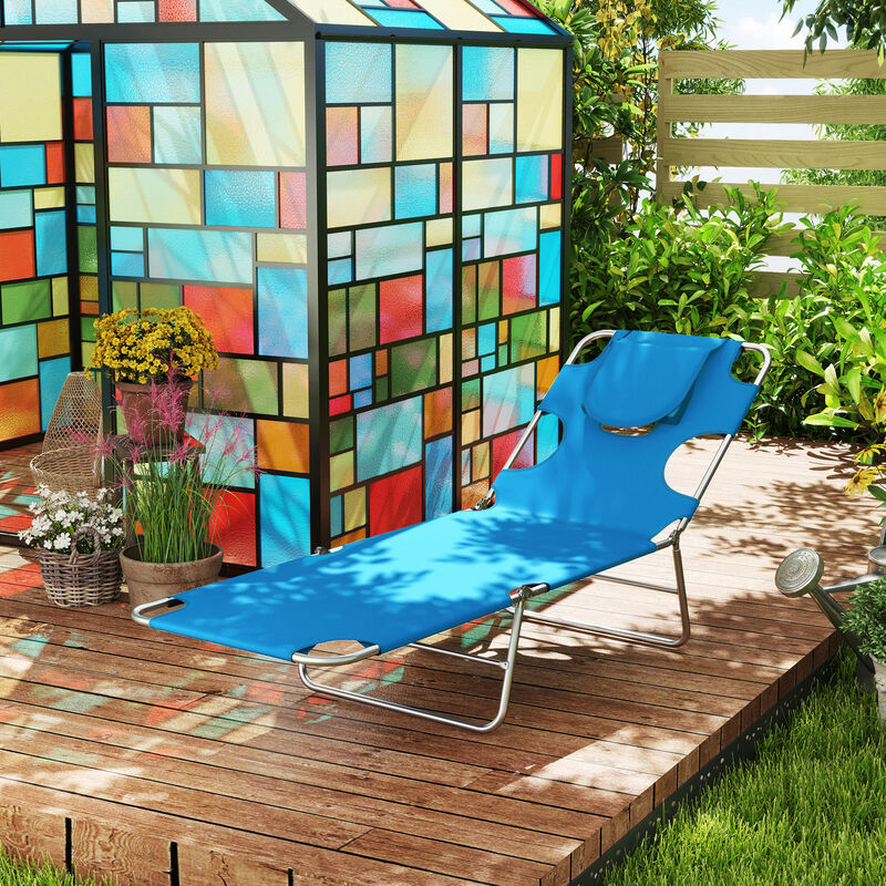 Hivvago Adjustable Outdoor Chaise Lounge Chair with Pillow image number 7