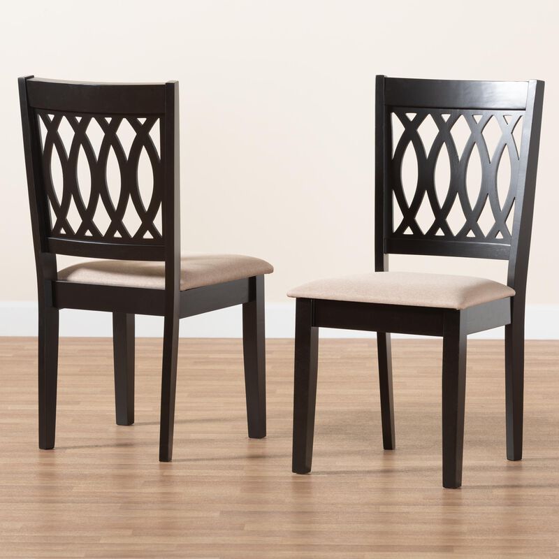 Baxton Studio Florencia Grey Fabric and Walnut Brown Finished Wood 2-Piece Dining Chair Set
