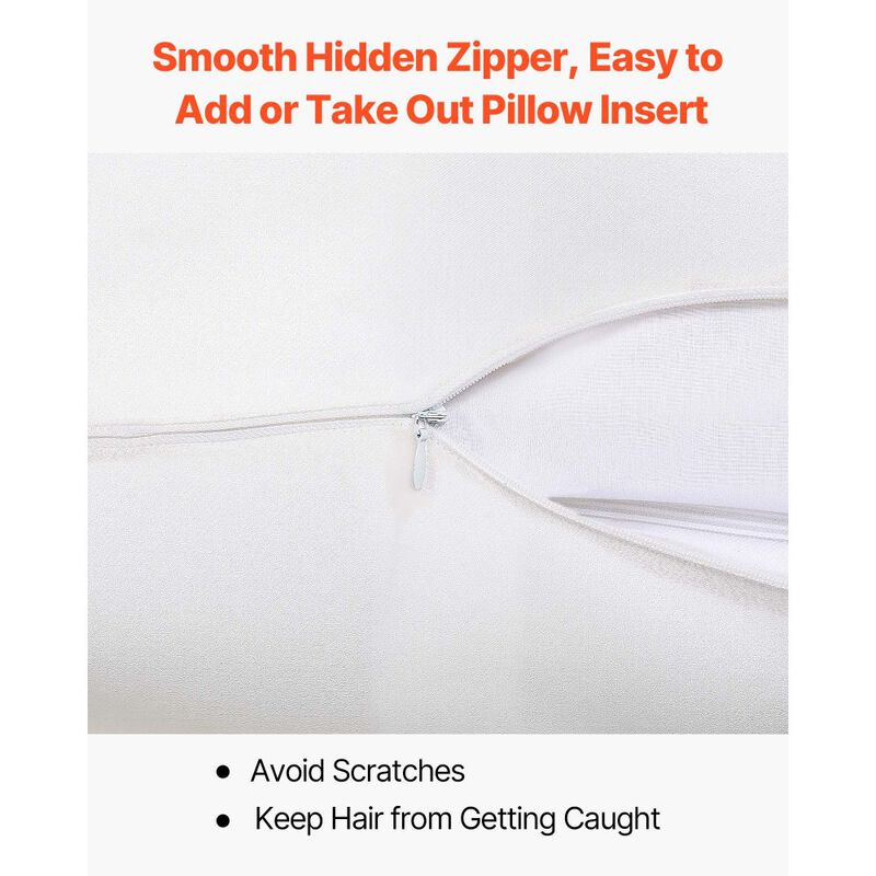 Pure Mulberry Silk Pillowcase with Hidden Zipper, Smooth Pillow Cover for Hair and Skin-White image number 3