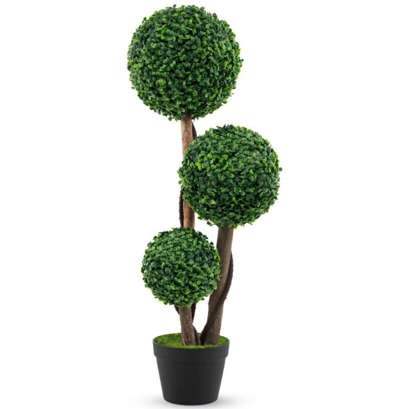 Hivvago 36 Inch Tall Artificial Boxwood Topiary Tree in Pot
