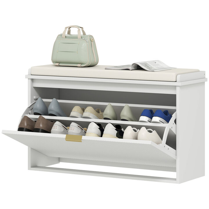 Hivvago Shoe Cabinet Bench with Cushion and Storage Drawer