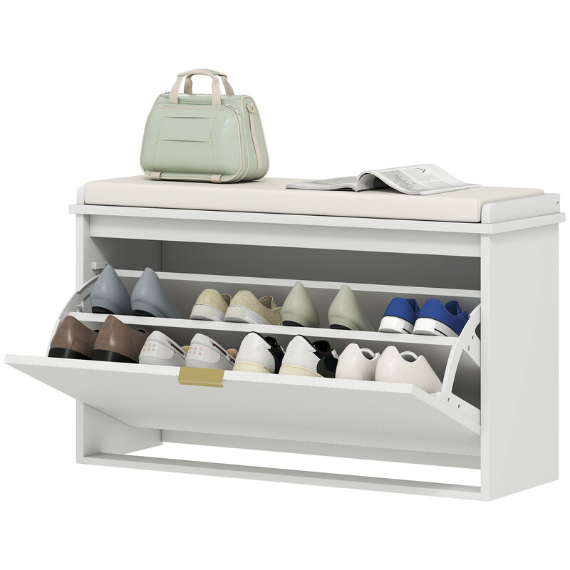 Hivvago Shoe Cabinet Bench with Cushion and Storage Drawer image number 0