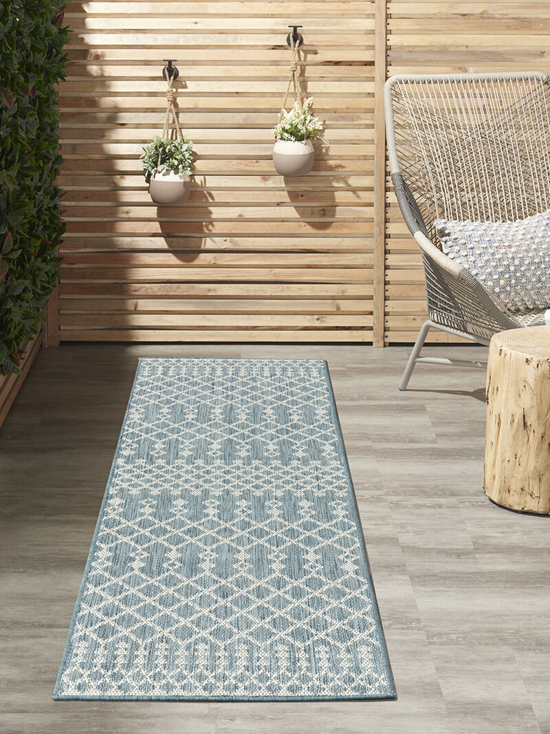 Positano POS02 Aqua 2'2" x 12' Rug image number 1