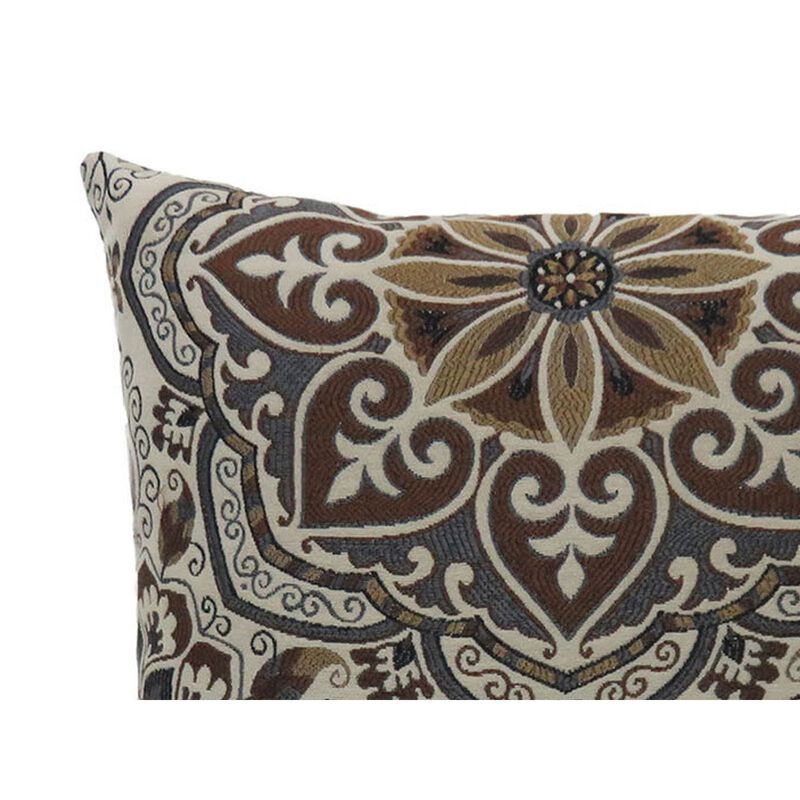 Contemporary Style Medallion Patterned Set of 2 Throw Pillow, Multicolor image number 3