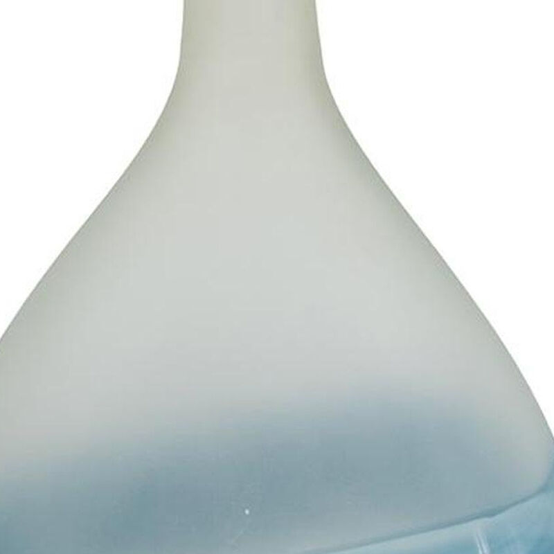 HomeRoots 16" White And Blue Swirl Art Glass Table Vase image number 4