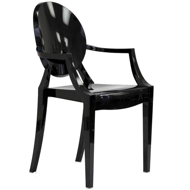 Modway Casper Modern Acrylic Stacking Two Dining Armchairs in Black