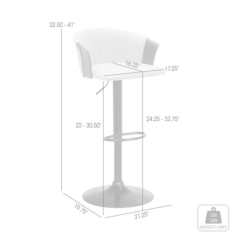 Adjustable Walnut Wood Bar Stool in Cream Faux Leather with Black Metal image number 2