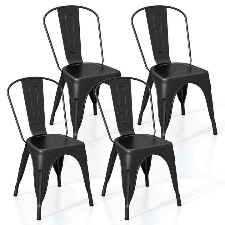 Durable Metal Dining Chairs Set – Stackable with Removable Backs for Versatile Seating