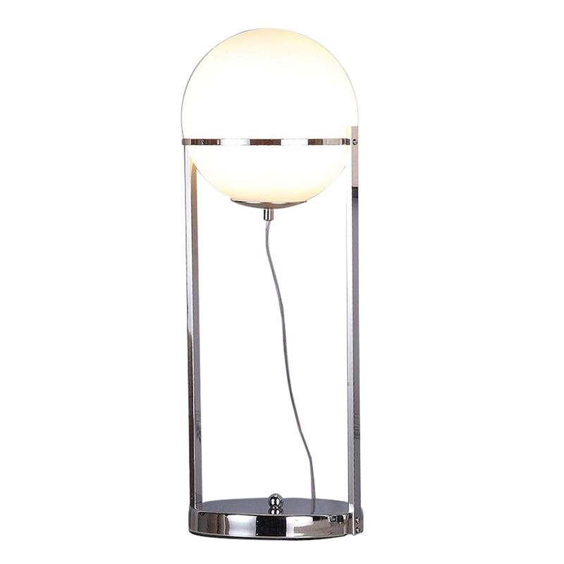 Jim 22 Inch Table Lamp, LED Light, Metal Body, Modern Globe Shade, Silver - Benzara