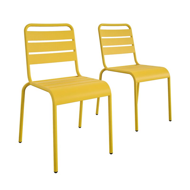 Novogratz Poolside Gossip, June Outdoor/Indoor Stacking Dining Chairs, 2-Pack, Yellow image number 1