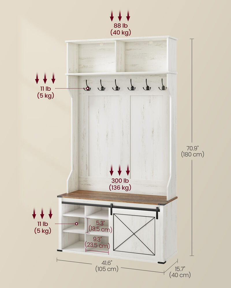 Hall Tree with Bench Coat Rack Shoe Storage for Entryway image number 2