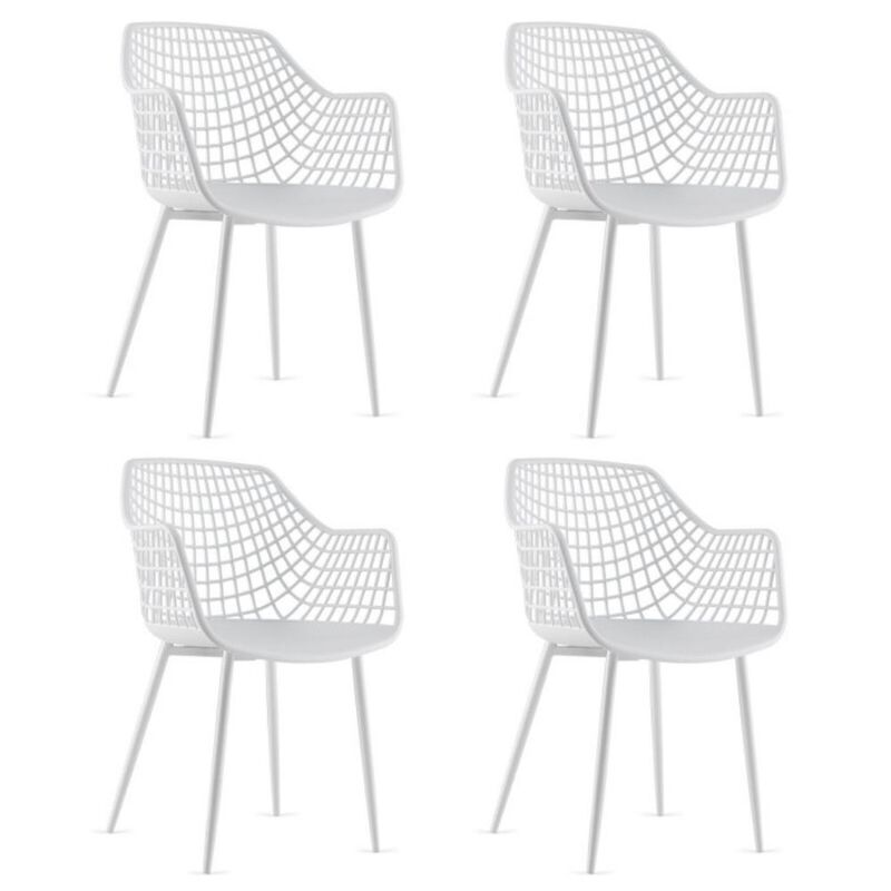 Hivvago Set of 4 Heavy Duty Modern Dining Chair with Airy Hollow Backrest