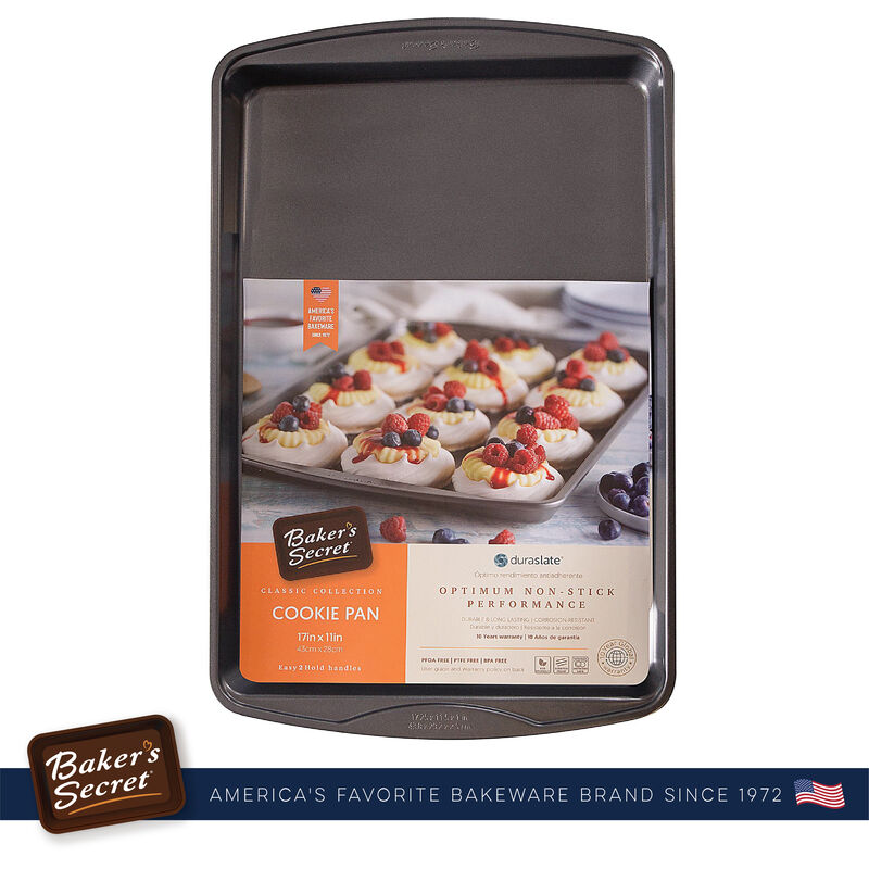 Baker's Secret Cookie Sheet, Heavy Gauge Carbon Steel, Dark Gray Classic Line, Baking Essentials