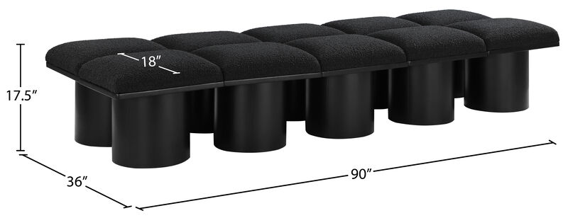 Meridian Furniture Pavilion Black Boucle Fabric Bench