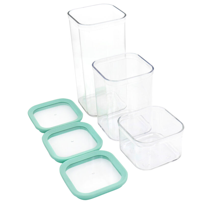 Martha Stewart 3 Piece Square Plastic Stackable Container Set in Mint Green image number 4