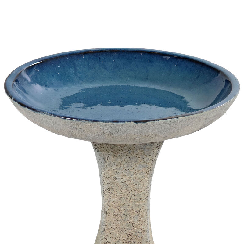 Sunnydaze Nantes Lava Finish Bird Bath - White Distressed Ceramic