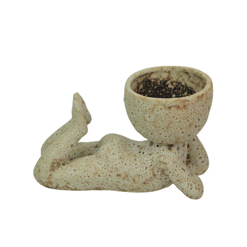 Contemplative Muse Planter &ndash; Cement Sculpture, Artistic Home Decor Accent image number 1