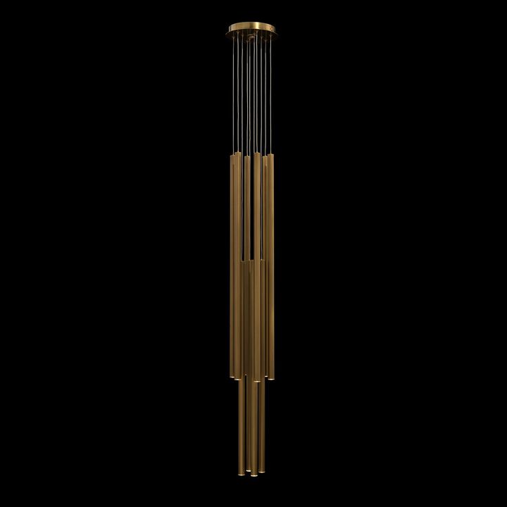 Hans Eleven-Droplight Brass Chandelier