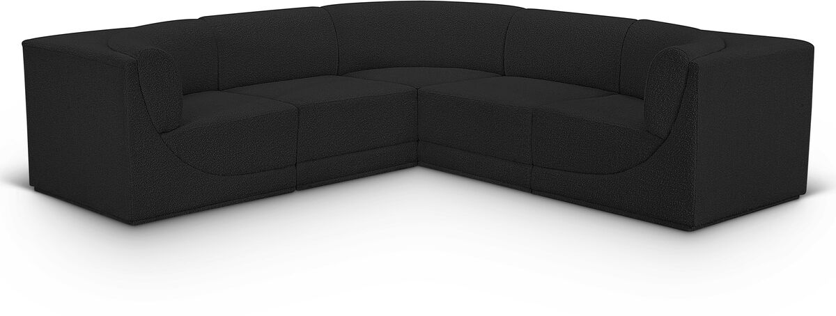 Meridian Furniture Ollie Black Boucle Fabric Modular Sectional