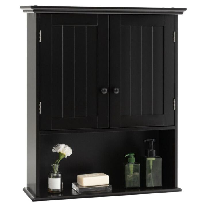 Hivvago 2-Door Wall Mount Bathroom Storage Cabinet with Open Shelf