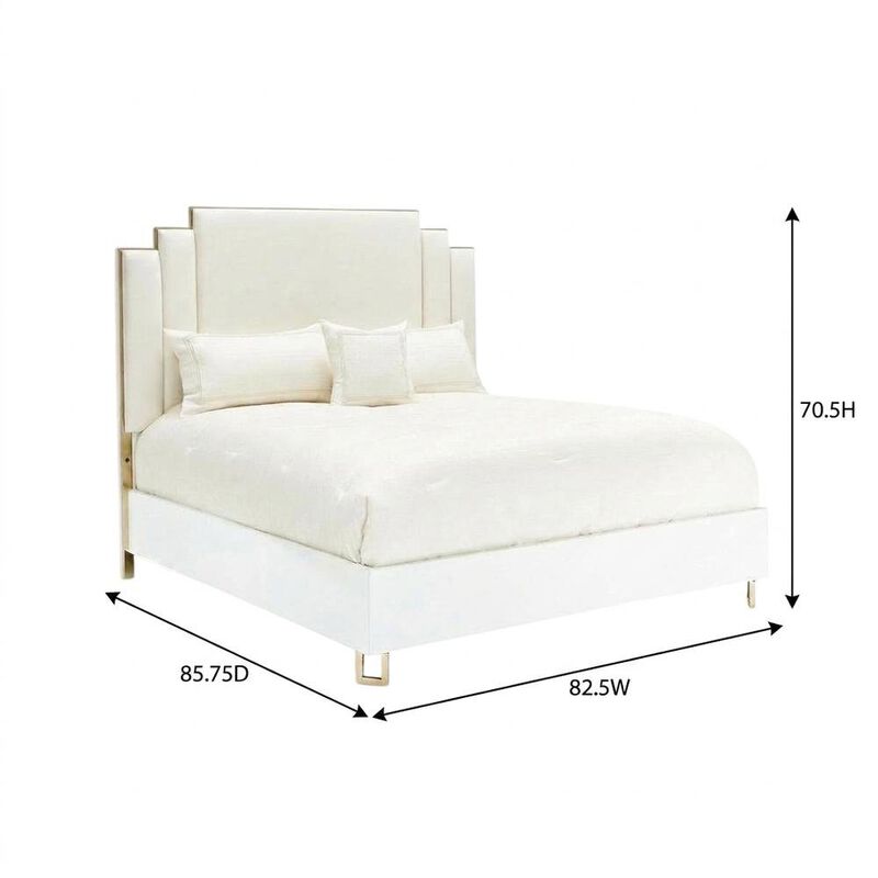 Starlight Canyon Home Upholstered Eastern King Bed in Cream with Polyester Fabric and Woven Finish image number 3