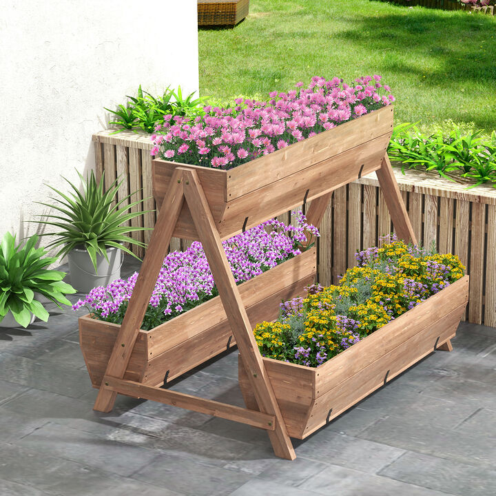 Vertical Raised Garden bed with 3 Wooden Planter Boxes