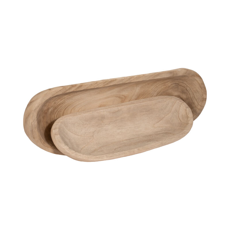 S/2 18/24" Wood Decor Plates, Natural image number 4