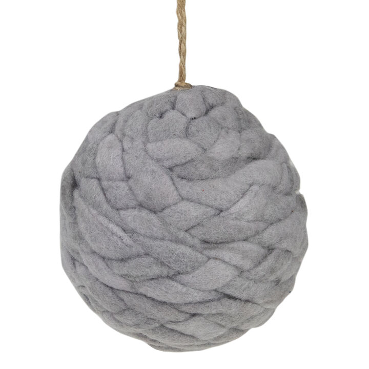 Charcoal Gray Knit Shatterproof Christmas Ball Ornament 3.25" (80 mm)