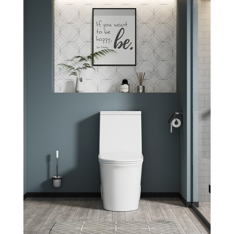 Bothwa Home 14.97"W CUPC Certified, One Piece Elongated Confort Height Toilet, Super Quite Flushing, Dual Flush, Ceramic, Watersense, Leak Resistant image number 2