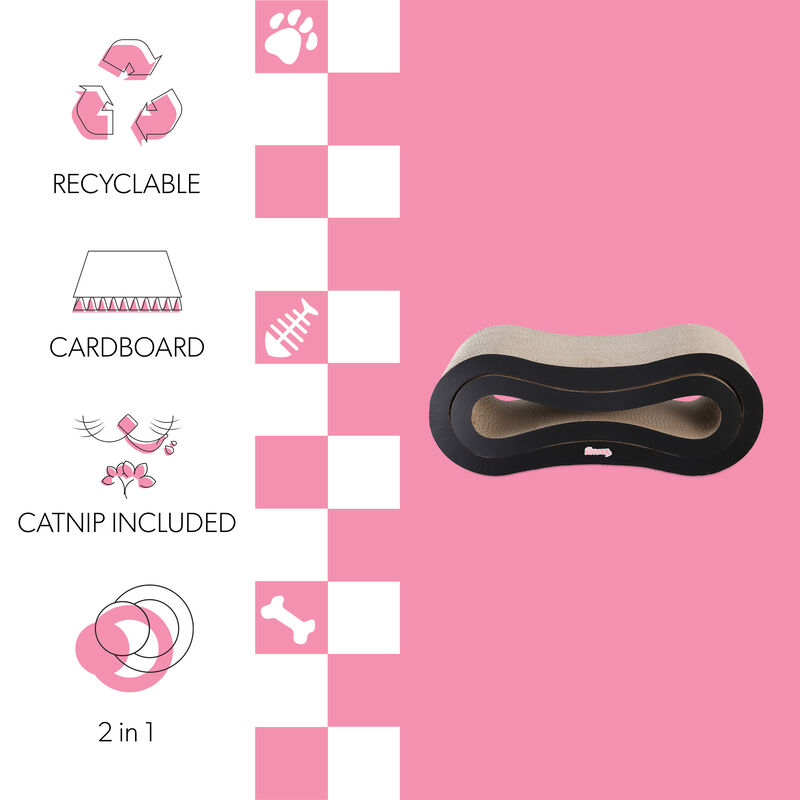 Suvi Modern Cardboard Infinity 2-in-1 Lounge Bed Cat Scratcher with Catnip