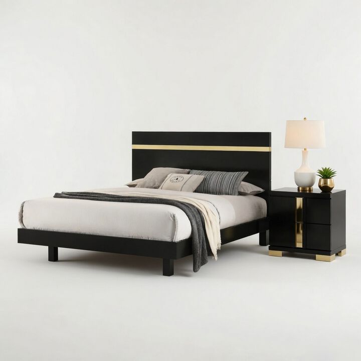 Bedroom Set, Wood, 2 Piece Set with Nightstand