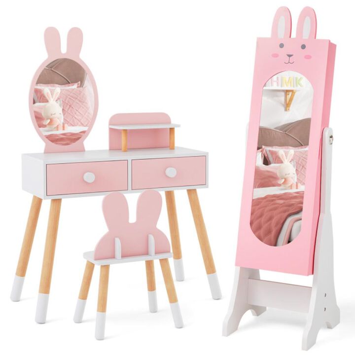 Hivvago Kids Room Furniture Set with Princess Vanity Table and Chair