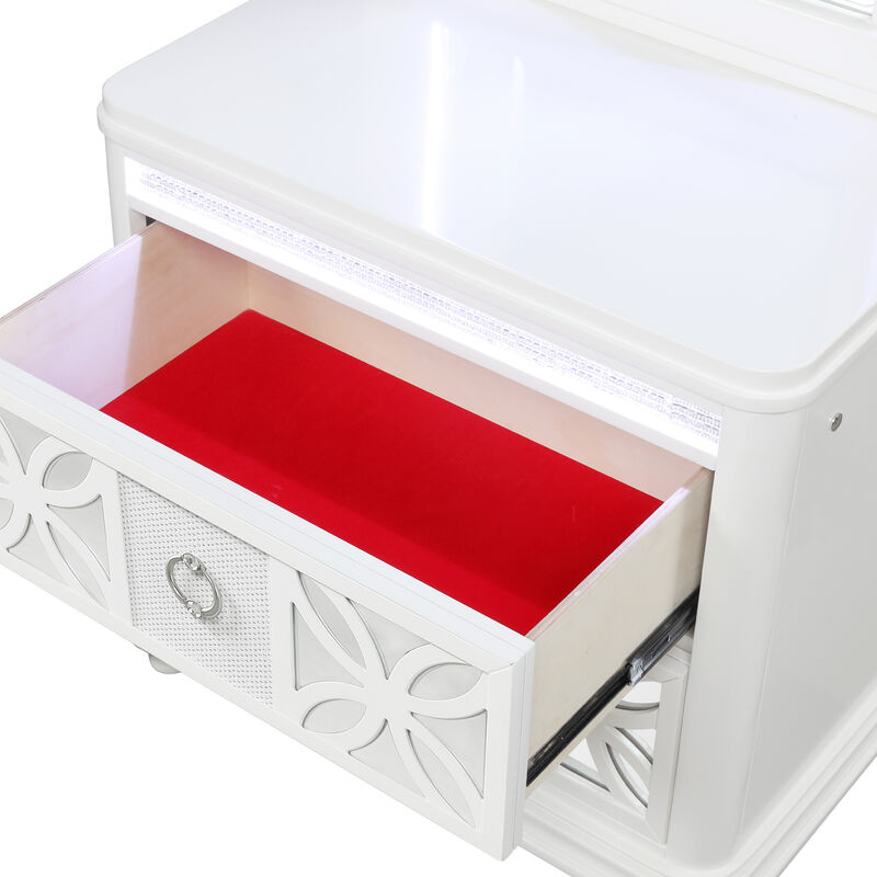 Havressa Patterned 2-Drawer LED Nightstand image number 6