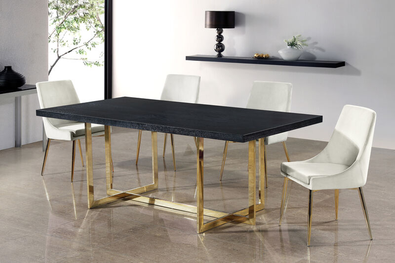 Meridian Furniture Karina Cream Velvet Dining Chair, Set of 2